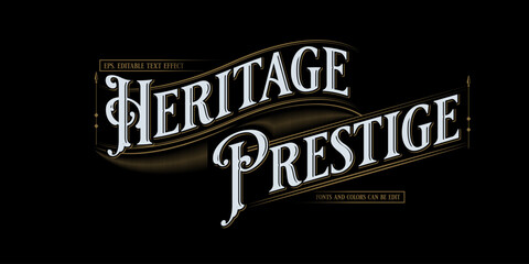 Heritage text effect, Vintage victroian editable text style © Pandawa_Std