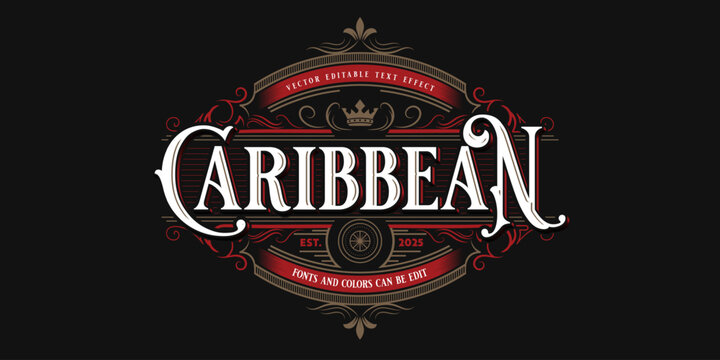 Caribbean text effect, Vintage editable text style