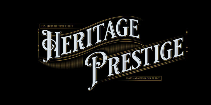 Heritage text effect, Vintage victroian editable text style