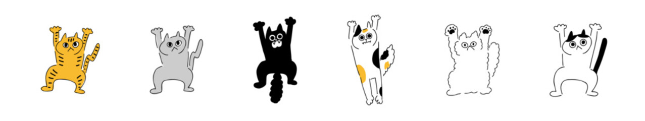 びっくりねこ_カラー｜きじ猫,グレー猫,黒猫,三毛猫,長毛猫,はちわれ｜ Surprised Cat