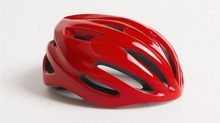 Fototapeta premium Unleash the thrill of cycling with our stylish red helmet! Protect your head and elevate your ride.