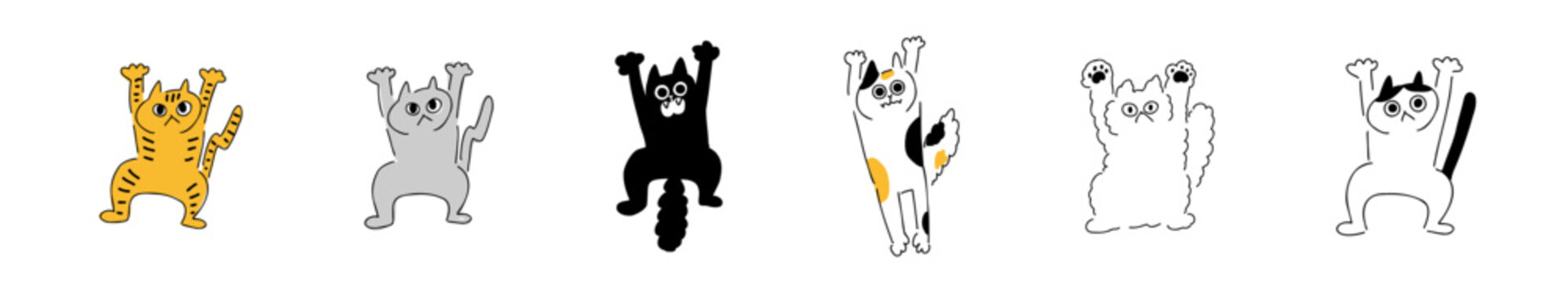 びっくりねこ_カラー｜きじ猫,グレー猫,黒猫,三毛猫,長毛猫,はちわれ｜ Surprised Cat