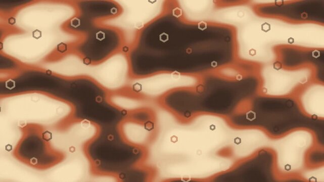Warm Orange Brown Organic Shapes Pattern With Small Hexagons Loop