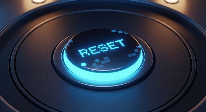 Blue "RESET" button, tech details