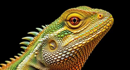 Obraz premium Close-up of colorful lizard head