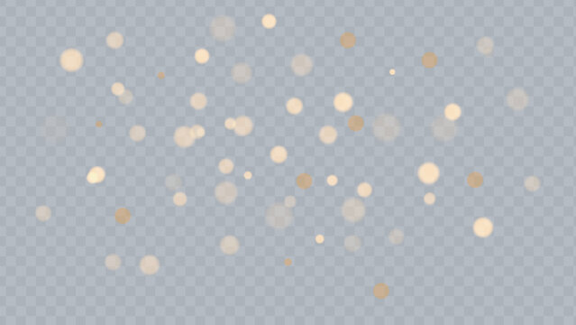 A serene digital background featuring scattered golden and white circular particles on a light grey canvas Vector illustration.