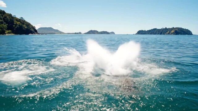 Dolphins jumping out of water slow motion New zealand Paihia bay of islands Delphine springen aus dem Wasser 