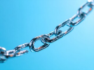 Fototapeta premium metal chain reflective isolated on a blue background