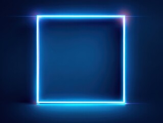 neon square frame isolated on a blue background