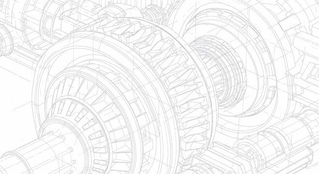 Abstract geometric pattern with intricate lines and shapes creating a complex design.