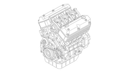 Obraz premium Detailed Mechanical Engine Blueprint Illustration.