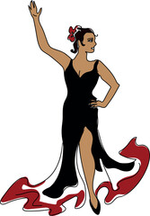  Sketch of flamenco dancer isolated on a white background.