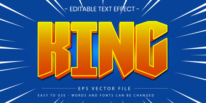 King Text Effect with Blue Comic Action Background