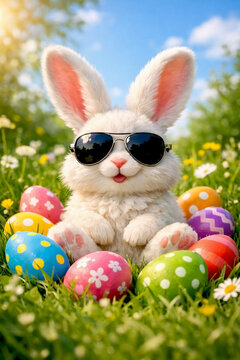 easter bunny and easter eggs