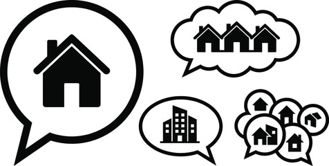 Real estate concept with house silhouette and soap bubbles