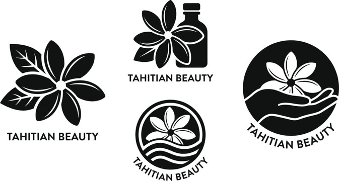 Tiare flower icons for Tahitian beauty branding concept