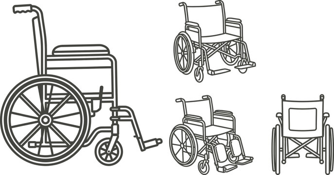 Bariatric heavy duty wheelchair line icon vector illustration