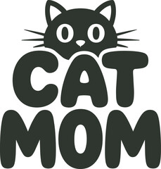 Fototapeta premium Cat mom vector illustration with cute kitty face silhouette for t shirt design and home decor