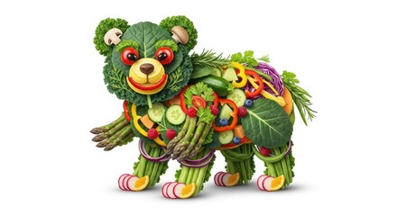 Fototapeta premium Bear made of vegetables, healthy food concept