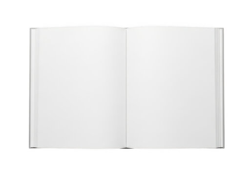 Three blank pages of an open book on a white background isolated on transparent background