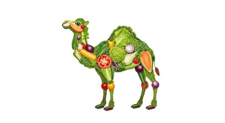 Fototapeta premium Camel made of fresh vegetables, healthy food concept