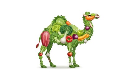Obraz premium Camel made of fresh vegetables, healthy eating