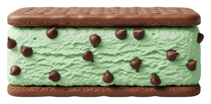 Green peppermint ice cream png chocolate chips png cocoa biscuits png frozen dessert png creamy texture png transparent background image