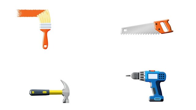 2D Animated Construction Tools Collection for Home Improvement