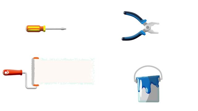 2D Animated Repair Tools Collection for Home Improvement