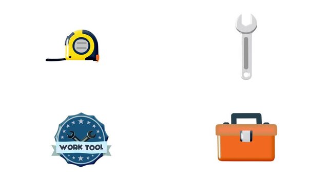 2D Animated Work Tools Collection for Construction Project