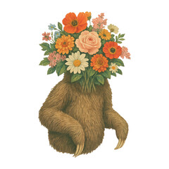 Fototapeta premium PNG Floral-headed creature illustration
