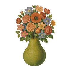 Fototapeta premium PNG Vibrant floral bouquet in pear.