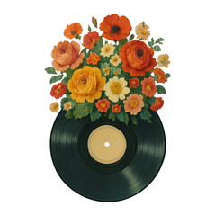 Fototapeta premium PNG Vintage vinyl blooms beautifully.