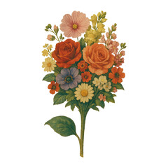 Fototapeta premium PNG Vibrant floral bouquet illustration.