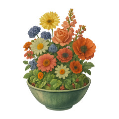 Fototapeta premium PNG Vibrant floral bouquet illustration