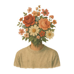 Naklejka premium PNG Floral head surreal art