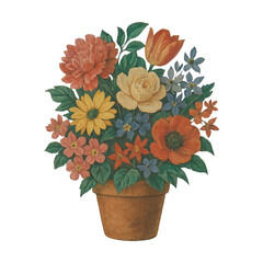 Fototapeta premium PNG Vibrant floral bouquet illustration.