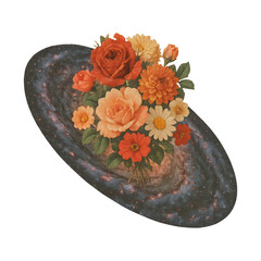 Fototapeta premium PNG Floral galaxy surreal art