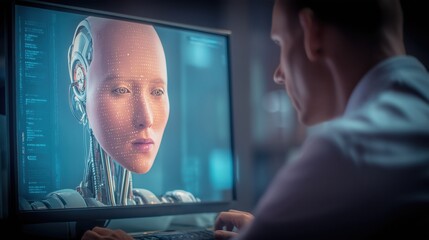 Obraz premium Artificial General Intelligence Concept and Emergent Machine Cognition