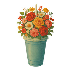 Fototapeta premium PNG Vibrant floral bouquet illustration