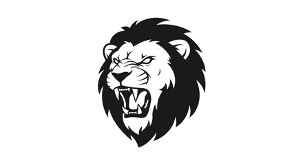 Aggressive Lion Head With Open Mouth and Fierce Expression