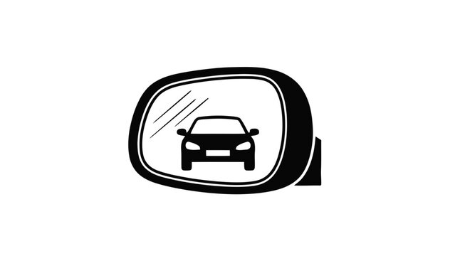 Vector illustration&nbsp;of car side view mirror icon showing vehicle reflection on on a transparent background
