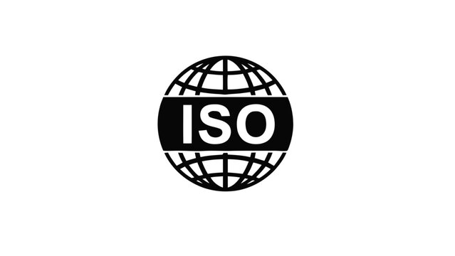 Vector illustration&nbsp;of black and white iso logo icon representing international organization for standardization on a transparent background