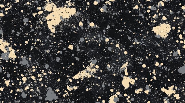 Abstract pattern of splatter paint on a dark backdrop. Seamless pattern.