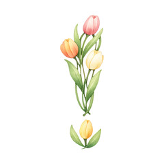 Fototapeta premium PNG Vibrant tulip exclamation mark illustration.