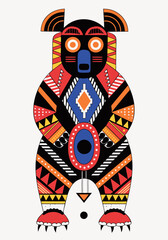 Stylized Bear Native American Art Illustration