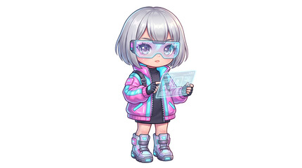 Young Girl with Futuristic Style and Accessories.