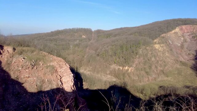 A quarry in the Fruska Gora National Park in Serbia. Abandoned Rock Quarry "Debeli cer" in Fruska Gora from Serbia
