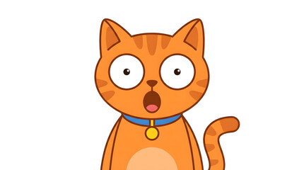Fototapeta premium Surprised Orange Cartoon Cat with Collar.