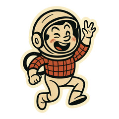 Obraz premium PNG Retro astronaut cartoon illustration